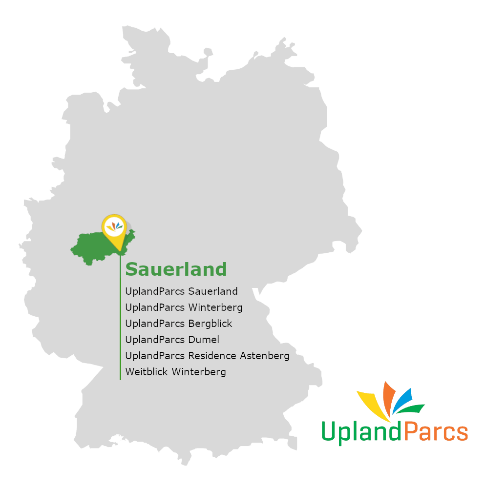 UplandParcs Standorte in Deutschland auf einer Karte dargestellt